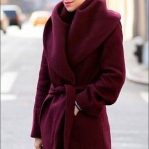 T. Tahari Wool Wrap Coat. Beautiful Wine Color - L